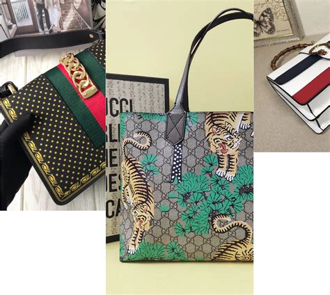 borsa gucci con testa di tigre brillante manico in legno|Gucci .